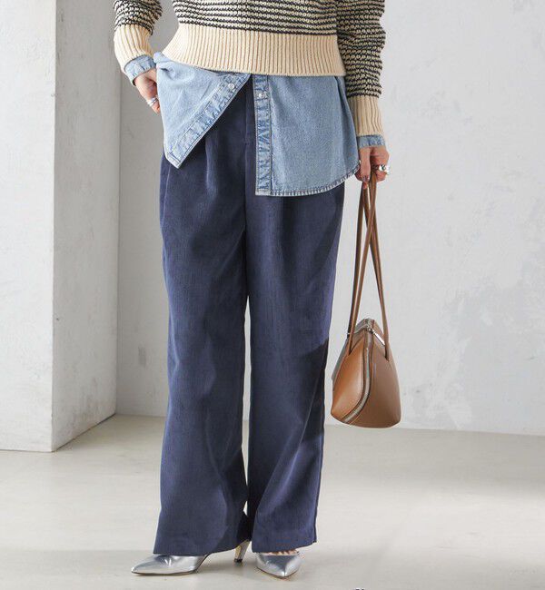 SHIPS for women「〈洗濯機可能〉コーデュロイ 2タック パンツ」|その他|ネイビー