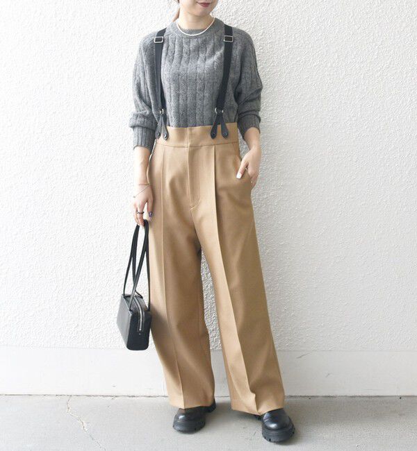 SHIPS any「SHIPS any:〈洗濯機可能〉マニッシュ サスペンダー ワイド パンツ 24FW」|その他|キャメル