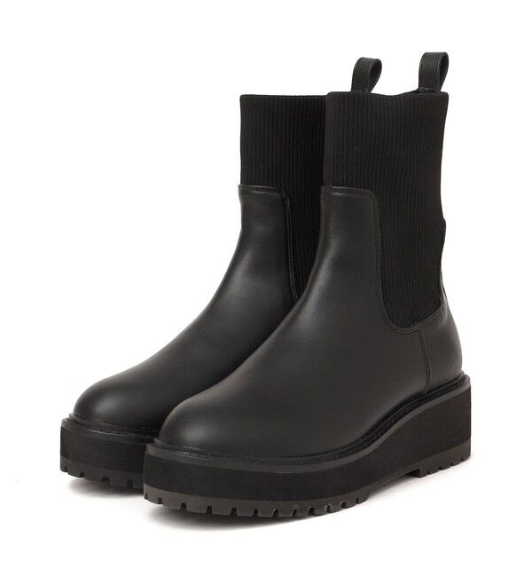 SHIPS for women「【WEB限定】厚底 ニット ブーツ」|ショートブーツ|