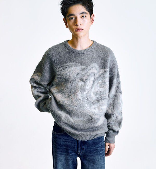 SHIPS「City Ambient Products:〈手洗い可能〉シャギー マーブル クルーネック ニット」|ニット・セーター|