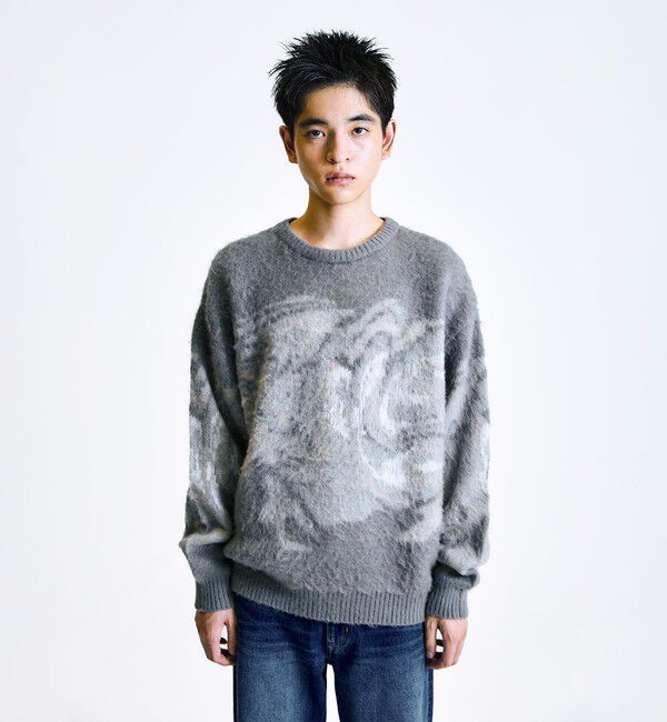 SHIPS「City Ambient Products:〈手洗い可能〉シャギー マーブル クルーネック ニット」|ニット・セーター|