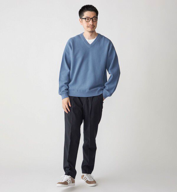 SHIPS「SHIPS:〈洗濯機可能〉SOLOTEX(R) コットン ピケ Vネック ニット」|ニット・セーター|