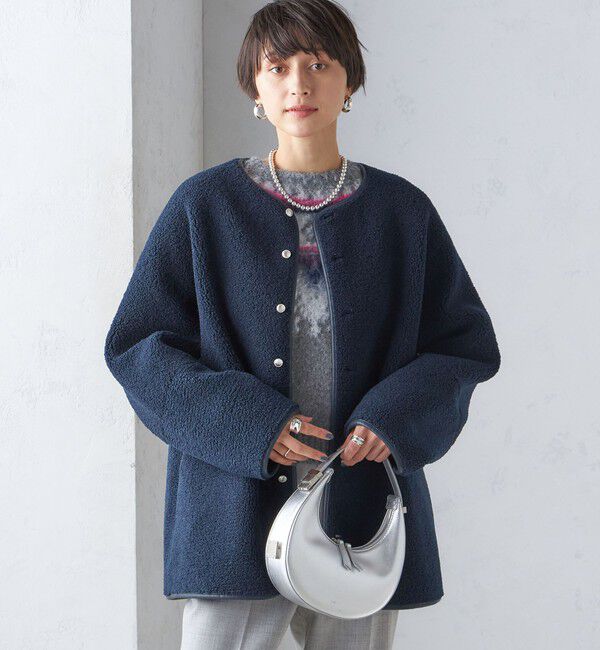 SHIPS for women「〈手洗い可能〉リバーシブル ボア &times; フリース ブルゾン」|ブルゾン・スタジャン|