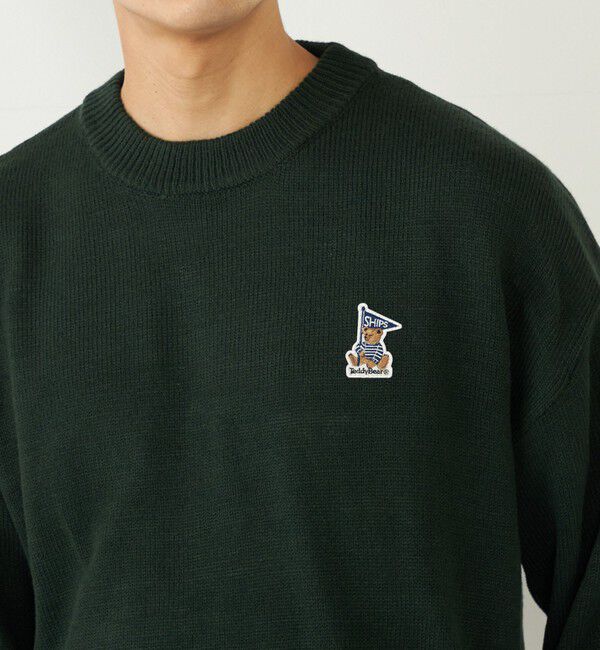 SHIPS Colors 「SHIPS Colors:〈洗濯機可能〉TeddyBear(R) ワンポイント ニット」|ニット・セーター|グリーン