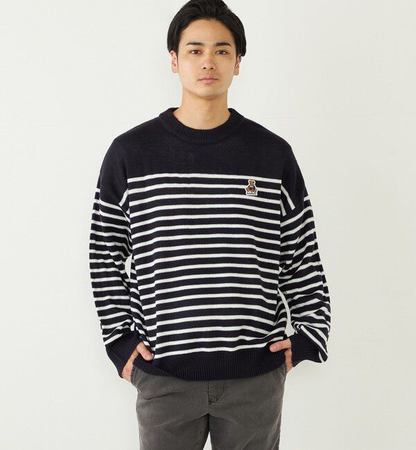 SHIPS Colors 「SHIPS Colors:〈洗濯機可能〉TeddyBear(R) ワンポイント ニット」|ニット・セーター|ネイビー