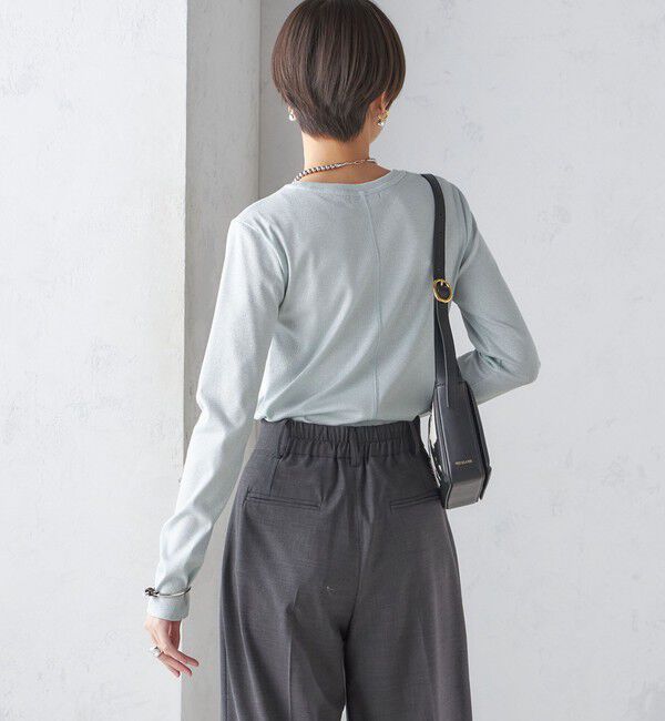 SHIPS for women「〈洗濯機可能〉シャイニー ストレッチ クルーネック カットソー」|Tシャツ・カットソー|