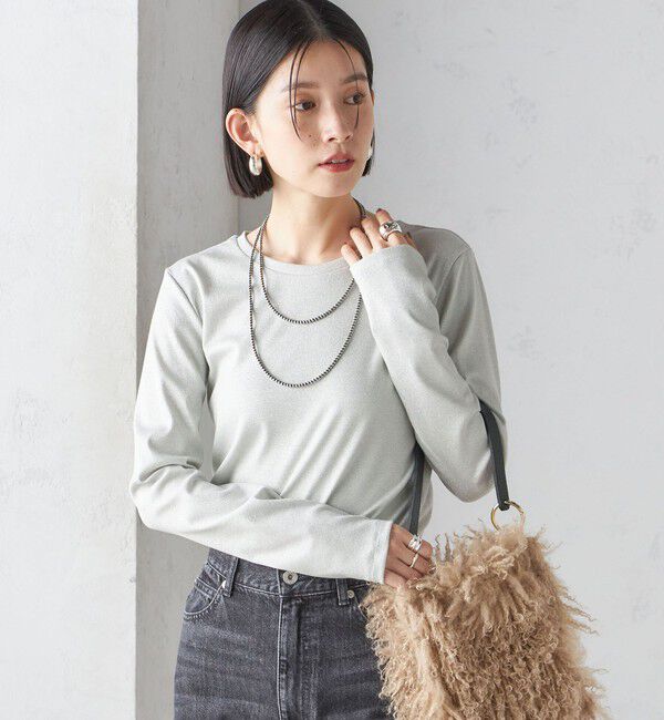 SHIPS for women「〈洗濯機可能〉シャイニー ストレッチ クルーネック カットソー」|Tシャツ・カットソー|