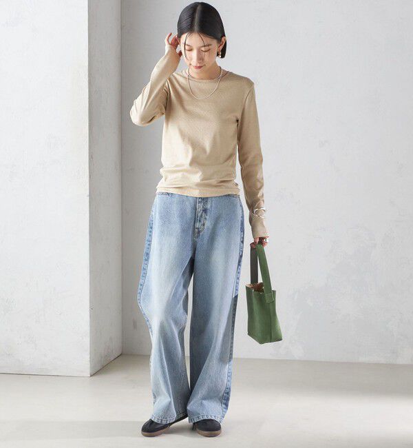 SHIPS for women「〈洗濯機可能〉シャイニー ストレッチ クルーネック カットソー」|Tシャツ・カットソー|