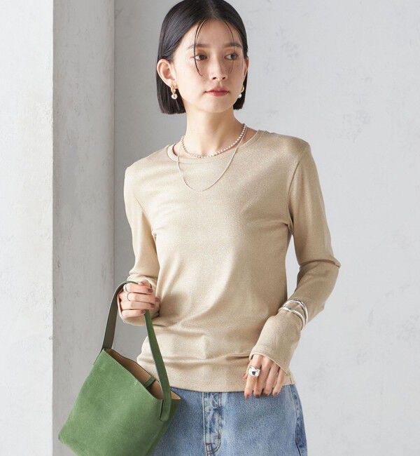 SHIPS for women「〈洗濯機可能〉シャイニー ストレッチ クルーネック カットソー」|Tシャツ・カットソー|