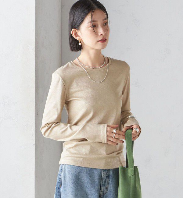 SHIPS for women「〈洗濯機可能〉シャイニー ストレッチ クルーネック カットソー」|Tシャツ・カットソー|