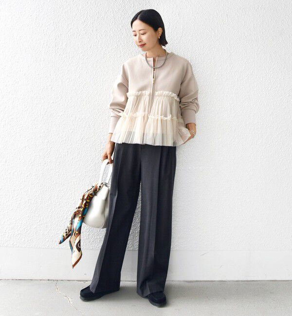 SHIPS for women「【WEB限定】 〈手洗い可能〉ダンボール &times; チュール ジップ 羽織」|その他|