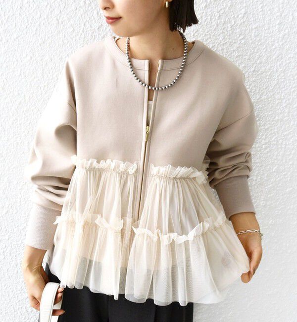 SHIPS for women「【WEB限定】 〈手洗い可能〉ダンボール &times; チュール ジップ 羽織」|その他|