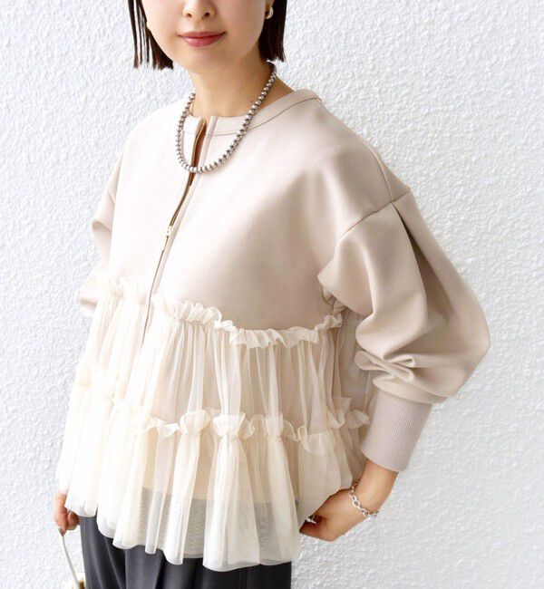 SHIPS for women「【WEB限定】 〈手洗い可能〉ダンボール &times; チュール ジップ 羽織」|その他|