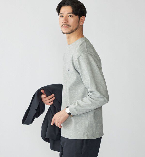 SHIPS「【WEB限定】SHIPS:〈抗菌防臭〉ワンポイントロゴ ハイゲージバーズアイ ダブルフェイス 長袖Tシャツ」|Tシャツ・カットソー|