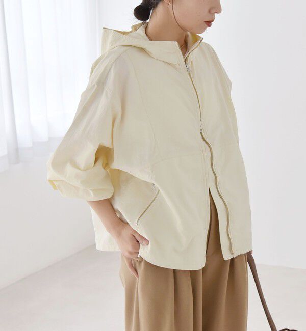 quaranciel「quaranciel:〈洗濯機可能〉ライト フーディー ナイロン ダブルジップ ブルゾン」|ブルゾン・スタジャン|