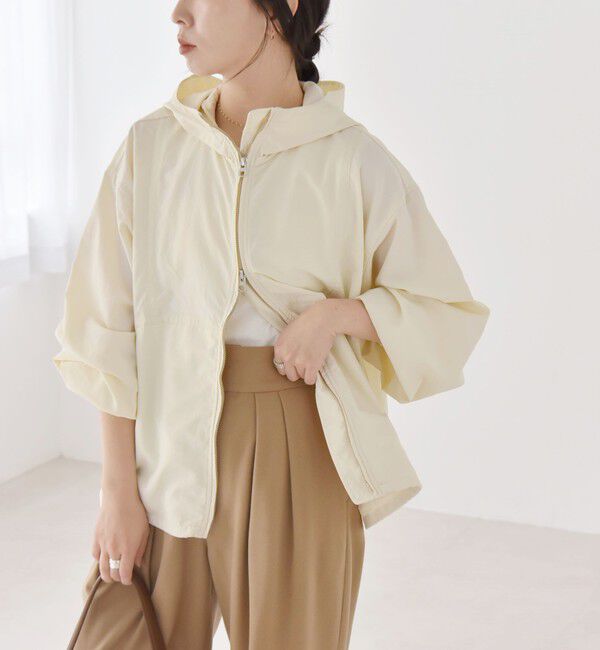 quaranciel「quaranciel:〈洗濯機可能〉ライト フーディー ナイロン ダブルジップ ブルゾン」|ブルゾン・スタジャン|