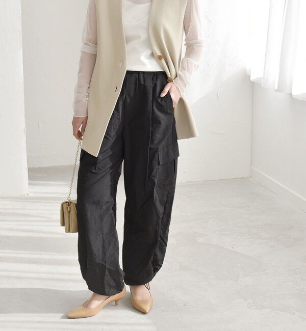quaranciel「quaranciel:〈洗濯機可能〉ライト カーゴ ナイロン イージー パンツ」|カーゴ|