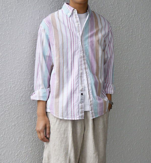 SHIPS any「SHIPS any: BEZ TEXTILE マルチカラー ストライプ / ソリッド ボタンダウン シャツ◇」|シャツ・ブラウス|