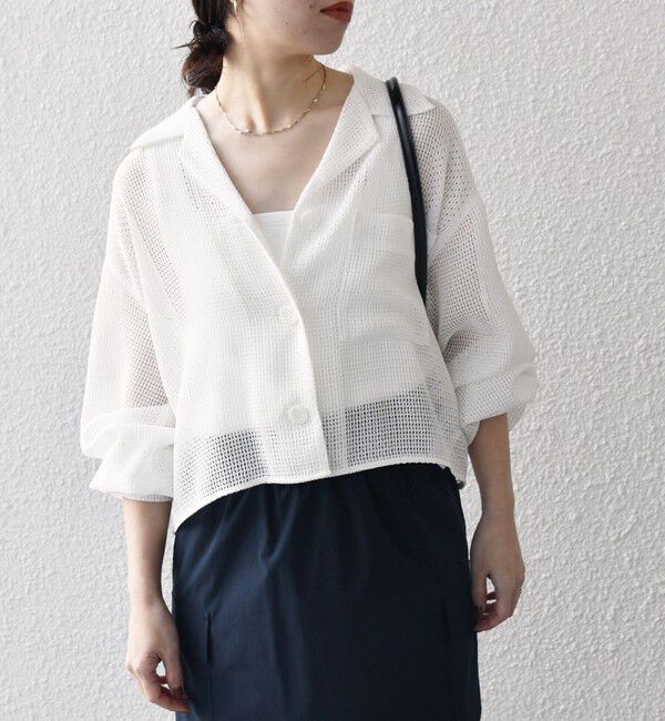 SHIPS any「SHIPS any:〈手洗い可能〉メッシュ オープンカラー ジャケット シャツ」|シャツ・ブラウス|