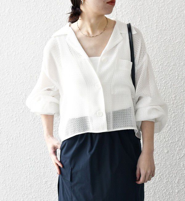 SHIPS any「SHIPS any:〈手洗い可能〉メッシュ オープンカラー ジャケット シャツ」|シャツ・ブラウス|