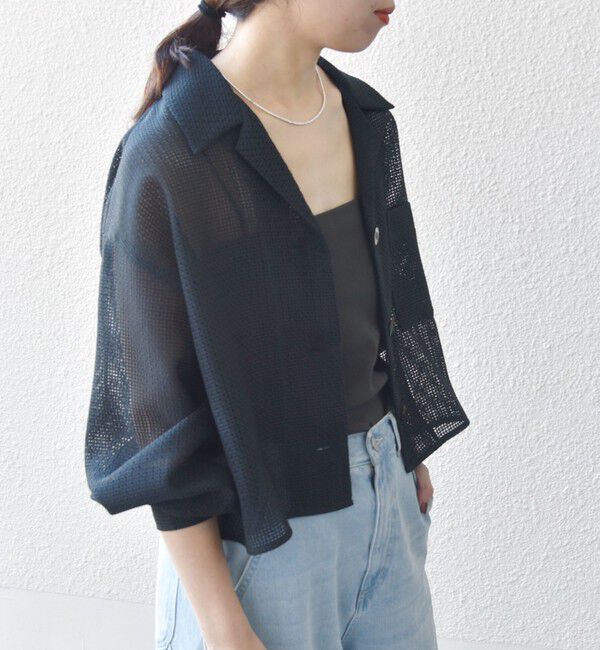 SHIPS any「SHIPS any:〈手洗い可能〉メッシュ オープンカラー ジャケット シャツ」|シャツ・ブラウス|