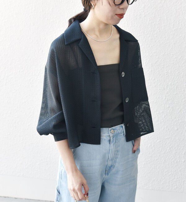 SHIPS any「SHIPS any:〈手洗い可能〉メッシュ オープンカラー ジャケット シャツ」|シャツ・ブラウス|