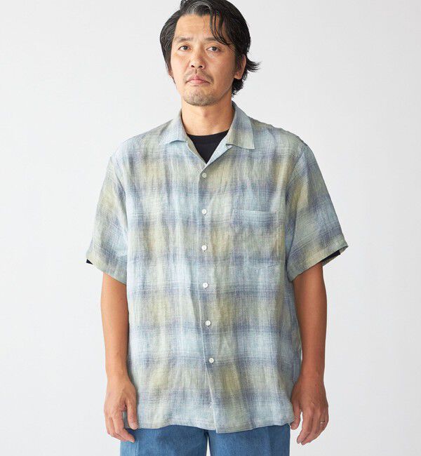 SHIPS「Southwick: Gate Label リネン オンブレチェック ショートスリーブ シャツ」|シャツ・ブラウス|