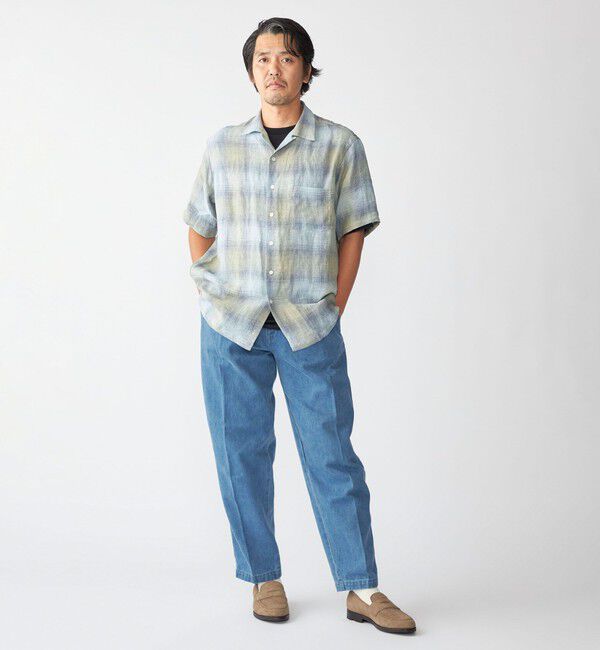 SHIPS「Southwick: Gate Label リネン オンブレチェック ショートスリーブ シャツ」|シャツ・ブラウス|