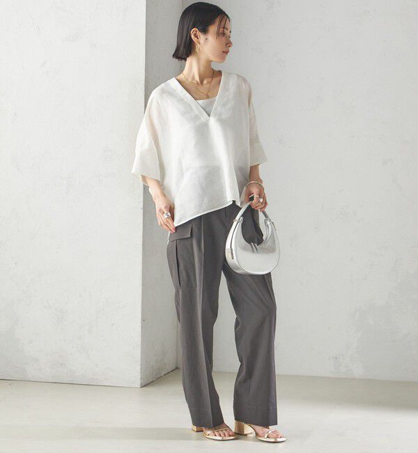 SHIPS for women「〈洗濯機可能〉ポリエステル 麻 カーゴ パンツ」|その他|