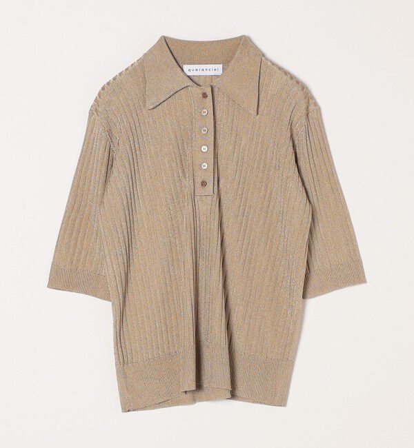 quaranciel「quaranciel:〈手洗い可能〉シアー ラメ ポロ リブ ニット プルオーバー」|ニット・セーター|