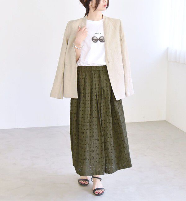 quaranciel「quaranciel:〈手洗い可能〉フラワー レース ランダム タック スカート」|スカート|