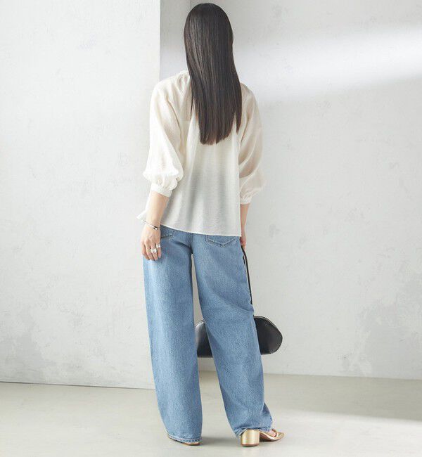 SHIPS for women「〈手洗い可能〉シルク混 シアー フリル ネック ギャザー ブラウス」|シャツ・ブラウス|