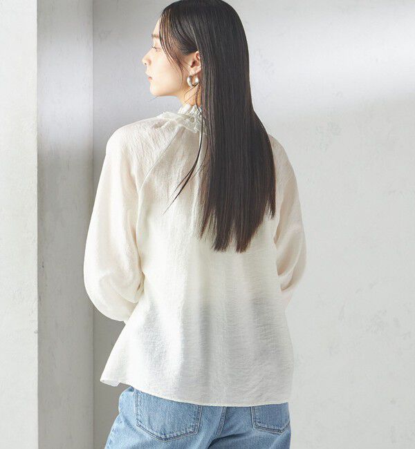 SHIPS for women「〈手洗い可能〉シルク混 シアー フリル ネック ギャザー ブラウス」|シャツ・ブラウス|
