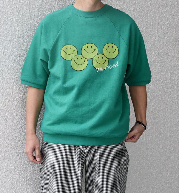 SHIPS any「【SHIPS any別注】athletic wear MASON: スマイルマーク/刺繍 スウェット Tシャツ◇」|Tシャツ・カットソー|グリーン