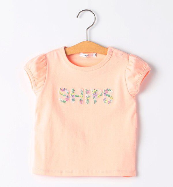 SHIPS KIDS「SHIPS KIDS:80～90cm / ガーリー 刺繍 ロゴ Tシャツ」|Tシャツ・カットソー|オレンジ
