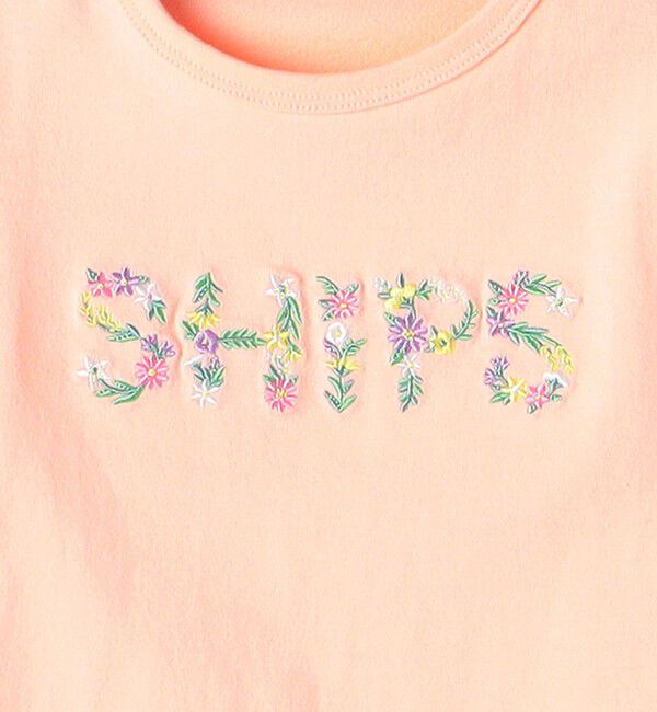 SHIPS KIDS「SHIPS KIDS:80～90cm / ガーリー 刺繍 ロゴ Tシャツ」|Tシャツ・カットソー|