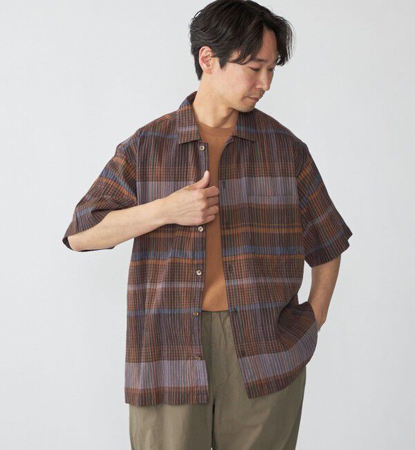 SHIPS「SHIPS: ボイル ビッグ チェック レギュラーカラー ウィークエンド ショートスリーブ シャツ」|シャツ・ブラウス|