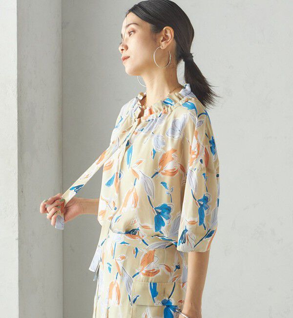 SHIPS for women「IPEKER 花柄 フリル ネック リボン 半袖 ブラウス」|シャツ・ブラウス|