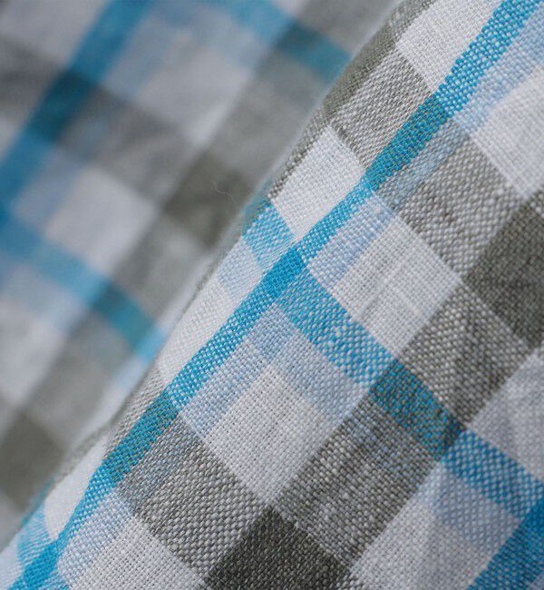 SHIPS「SHIPS: レイモンド レギュラーカラー リネン チェック ショートスリーブ シャツ」|シャツ・ブラウス|