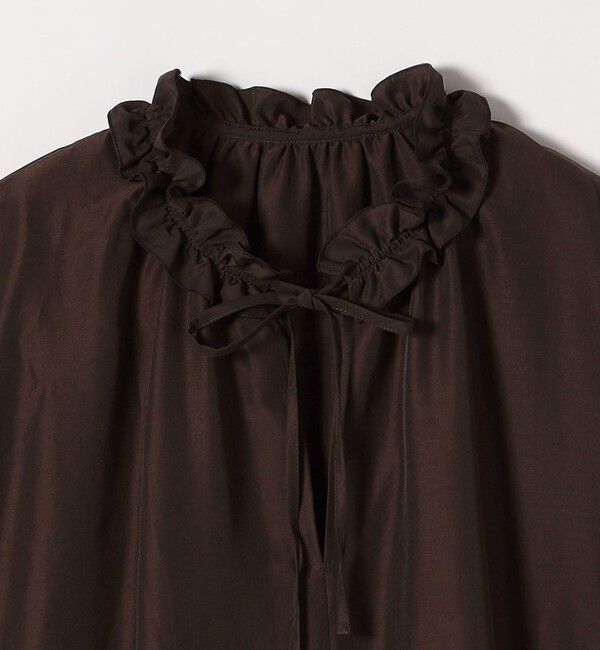 quaranciel「《追加予約》quaranciel:〈洗濯機可能〉フリルカラー リボン フレンチスリーブ ブラウス」|シャツ・ブラウス|