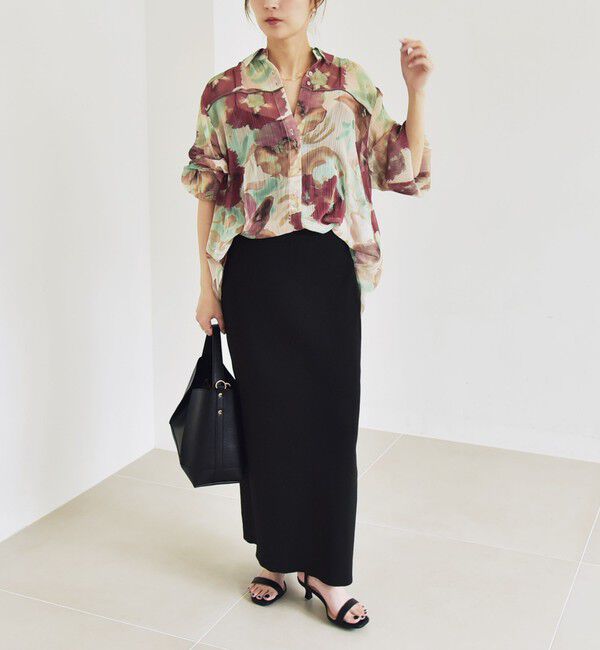 quaranciel「quaranciel:〈洗濯機可能〉シアー フラワー プリント シャツ ブラウス」|シャツ・ブラウス|