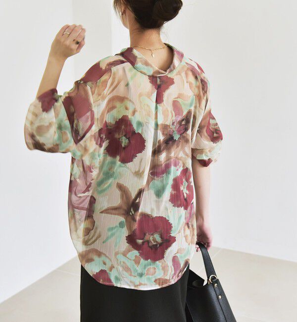 quaranciel「quaranciel:〈洗濯機可能〉シアー フラワー プリント シャツ ブラウス」|シャツ・ブラウス|