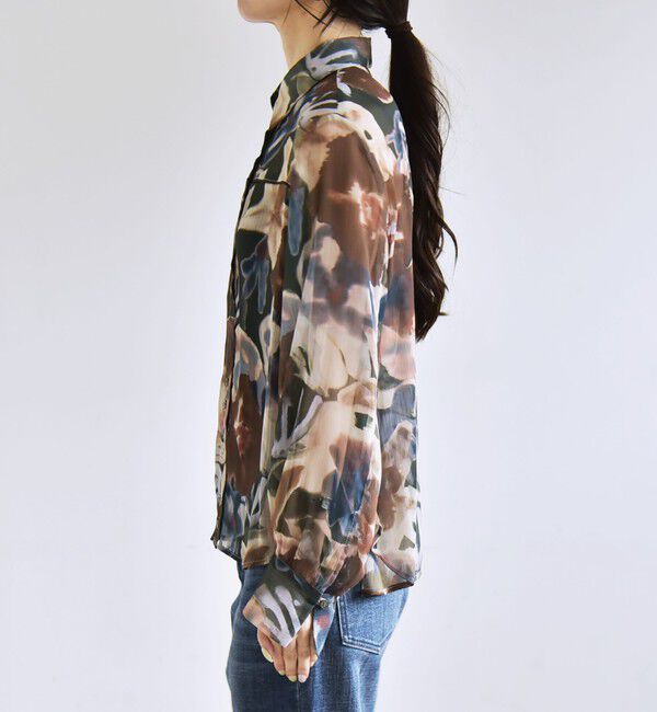 quaranciel「quaranciel:〈洗濯機可能〉シアー フラワー プリント シャツ ブラウス」|シャツ・ブラウス|