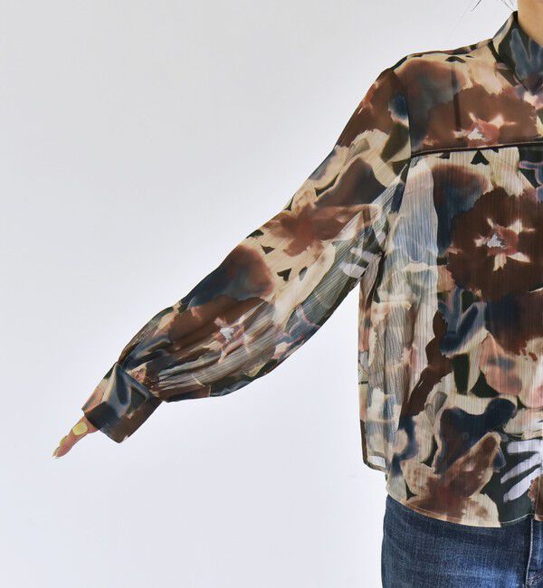 quaranciel「quaranciel:〈洗濯機可能〉シアー フラワー プリント シャツ ブラウス」|シャツ・ブラウス|