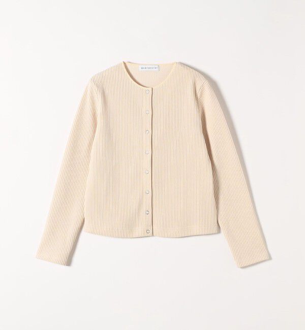 quaranciel「quaranciel:〈洗濯機可能〉ポリエステル ベロア リブ コンパクト スナップ カーディガン」|カーディガン|