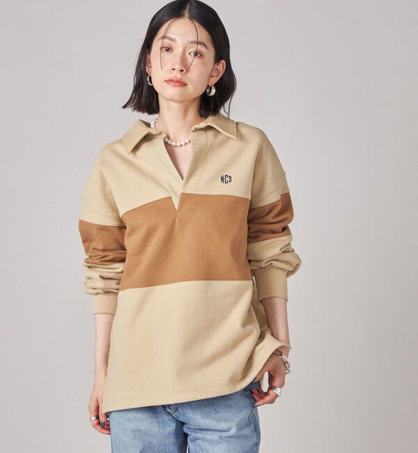 SHIPS for women「SHIPS NINE CASE:配色 スキッパー プルオーバー」|Tシャツ・カットソー|ベージュ