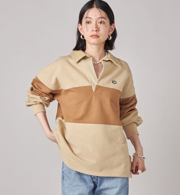 SHIPS for women「SHIPS NINE CASE:配色 スキッパー プルオーバー」|Tシャツ・カットソー|