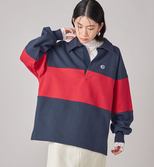 SHIPS for women「SHIPS NINE CASE:配色 スキッパー プルオーバー」|Tシャツ・カットソー|