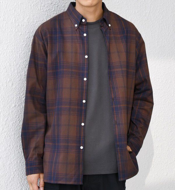 SHIPS any「SHIPS any:〈洗濯機可能〉ブラッシュド トラッド チェック ボタンダウン シャツ◇」|シャツ・ブラウス|ブラウン