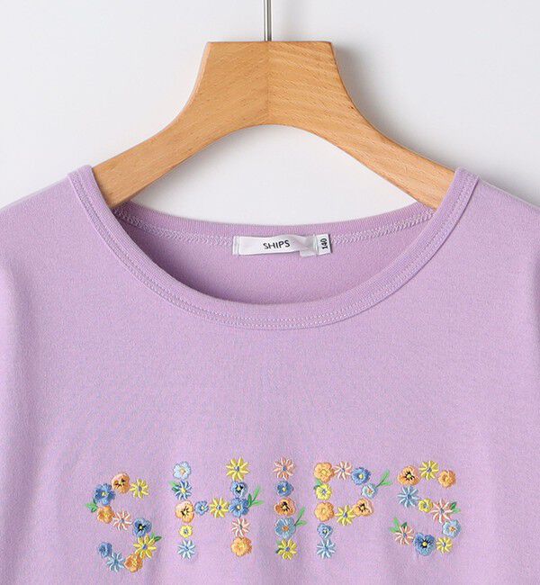 SHIPS KIDS「SHIPS KIDS:140～150cm / フラワー 刺繍 ロゴ 長袖 Tシャツ」|Tシャツ・カットソー|